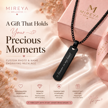 MIREYA Custom Photo Engraved Necklace – Personalized Memory Pendant with Name & Message