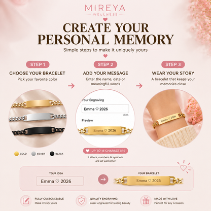 MIREYA Custom Engraved Photo Bracelet – Personalized Name & Picture Jewelry Gift