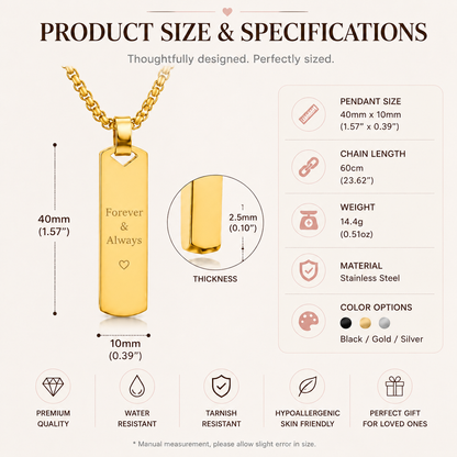 MIREYA Custom Photo Engraved Necklace – Personalized Memory Pendant with Name & Message