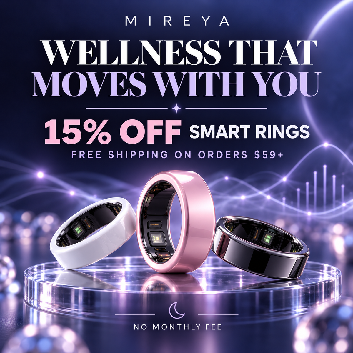 MIREYA Smart Ring for Women & Men, Sleep Tracker Ring, Health & Fitness Wellness Ring with Charging Case