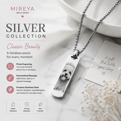 MIREYA Custom Photo Engraved Necklace – Personalized Memory Pendant with Name & Message