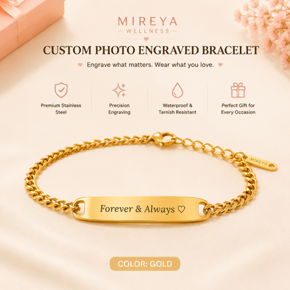 MIREYA Custom Engraved Photo Bracelet – Personalized Name & Picture Jewelry Gift