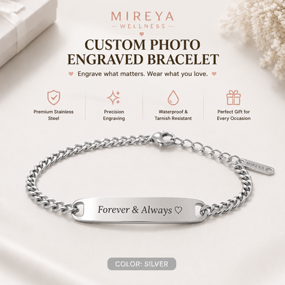 MIREYA Custom Engraved Photo Bracelet – Personalized Name & Picture Jewelry Gift